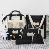 5Pcs Nylon School Backpacks Women Daypack Teen Girls Bookbags Travel Bag