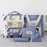 5Pcs Nylon School Backpacks Women Daypack Teen Girls Bookbags Travel Bag