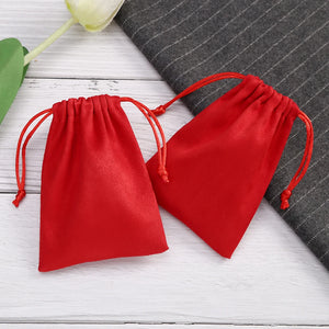 5pcs Red Jewelry Pouch Flannel Gift Bags Small for Earings Necklace