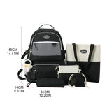 5pcs Backpack with Pendant for Teenagers Student Shoulder Bag Handbag