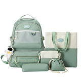 5pcs Backpack with Pendant for Teenagers Student Shoulder Bag Handbag