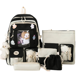 5pcs Backpack with Shoulder Bag Handbag Pencil Case Drawstring Bags for Teens