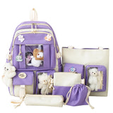 5pcs Backpack with Shoulder Bag Handbag Pencil Case Drawstring Bags for Teens