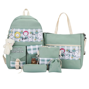 5pcs Bookbag Pocket Backpack with Shoulder Bag Pencil Case Drawstring Bags