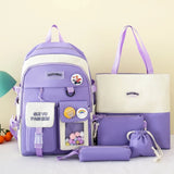 5pcs School Backpack Set for Girls Women Teens Boys Bookbag Pencil Case