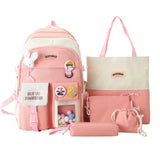 5pcs Large Capacity Backpack Set for School Bookbag for Teens Girls