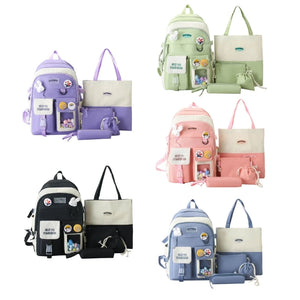 5pcs Large Capacity Backpack Set for School Bookbag for Teens Girls