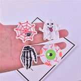 5pcs Acrylic Halloween Eyes Ghost Spider Web Skeleton Charms DIY Patch