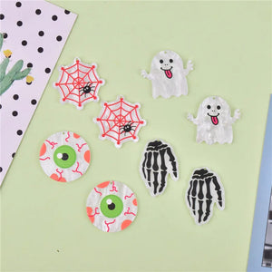 5pcs Acrylic Halloween Eyes Ghost Spider Web Skeleton Charms DIY Patch