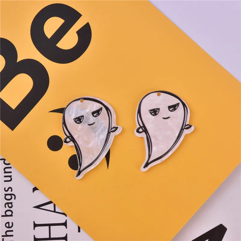 5pcs Acrylic Halloween Ghost Haunted House Evil Skeleton Charms