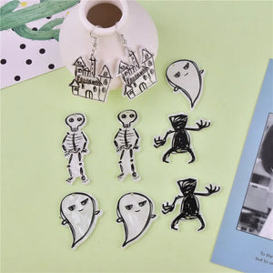 5pcs Acrylic Halloween Ghost Haunted House Evil Skeleton Charms