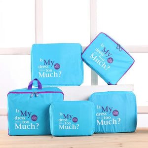 5pcs/Set Luggage Packing Cube Organizer Nylon Travel Pouch Set 4colors