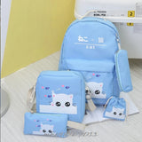 Canvas Women Backpacks Schoolbag Cat Print Rucksack For Teenager Girls