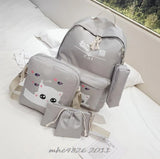 Canvas Women Backpacks Schoolbag Cat Print Rucksack For Teenager Girls