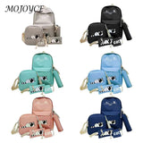 5pcs Cat Print Canvas Bags College Student Travel Backpack