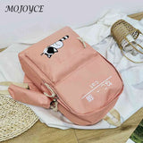 5pcs Cat Print Canvas Bags College Student Travel Backpack