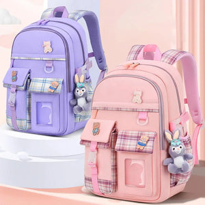 Girls Cartoon Animal Pattern Backpack Smooth Zipper School Bag