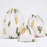 Casual Women Cotton Drawstring Shopping Bag Eco Reusable Grocery Storage