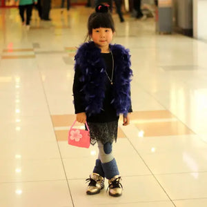 Girls Plush Crossbody Bag Bead Chain Flower Princess Handbag Purse