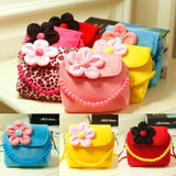 Girls Plush Crossbody Bag Bead Chain Flower Princess Handbag Purse
