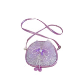 Little Girls Sequin Bow Messenger Bag with Pearl Pendant Zipper