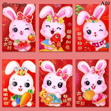 6 Pcs Chinese Rabbit Year Hongbao Mini Cartoon Red Envelopes