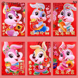6 Pcs Chinese Rabbit Year Hongbao Mini Cartoon Red Envelopes
