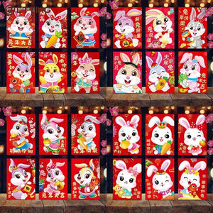 6 Pcs Chinese Rabbit Year Hongbao Mini Cartoon Red Envelopes