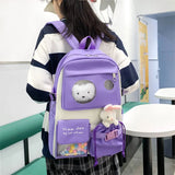 6 Pcs Bear Toys Set Backpack Student Bag for Teenage Girl