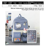 6 Pcs Bear Toys Set Backpack Student Bag for Teenage Girl