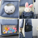 6 Pcs Bear Toys Set Backpack Student Bag for Teenage Girl