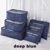 6-Piece Travel Organizer Storage Bags Set Zipper Clothing Pouch Carry Case