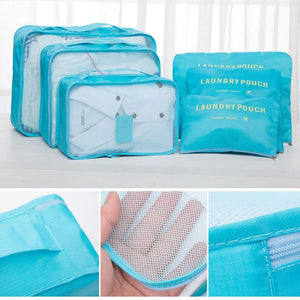 6-Piece Travel Organizer Storage Bags Set Zipper Clothing Pouch Carry Case
