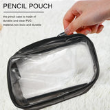 6 Clear PVC Pen Pencil Case Zipper, Stationery Pouch for School Office
