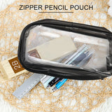 6 Clear PVC Pen Pencil Case Zipper, Stationery Pouch for School Office