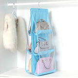 6 Pocket Foldable Hanging Bag 3 Layers Folding Shelf Bag Purse Handbag Organizer