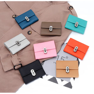 Cow Leather Short Wallet Women's Folding Multi-card Capacity Zero Wallet