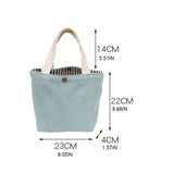 63HC Corduroy Lunch Bag Reusable Picnic Bucket Bags Casual Tote Female