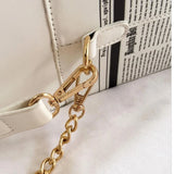 63HC Women Chain Crossbody Bag Leather Shoulder Bags Novelty Newspaper Handbags