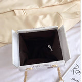 63HC Women Chain Crossbody Bag Leather Shoulder Bags Novelty Newspaper Handbags