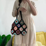 63HC Women Knitted Retro Handbag Bohemia Style Casual Tote