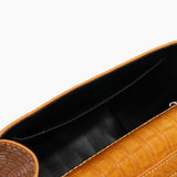 Crocodile Pattern Square Crossbody Bag with Wood Handle for Ladies