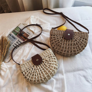 Straw Crossbody Bag with Adjustable Strap Bohemian Clutch