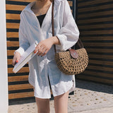 Straw Crossbody Bag with Adjustable Strap Bohemian Clutch