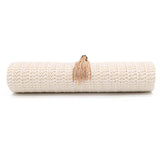 Retro Straw Clutch Bag with Tassel Handle, Crossbody Party Purse