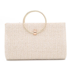 Retro Straw Clutch Bag with Tassel Handle, Crossbody Party Purse