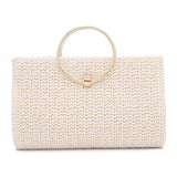 Retro Straw Clutch Bag with Tassel Handle, Crossbody Party Purse
