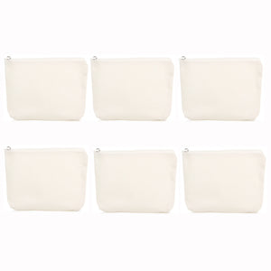 6Pcs DIY Cotton Pure Zipper Case Canvas Travel Cosmetic Bag Washable Pouch