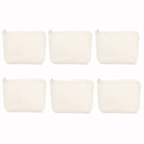 6Pcs DIY Cotton Pure Zipper Case Canvas Travel Cosmetic Bag Washable Pouch