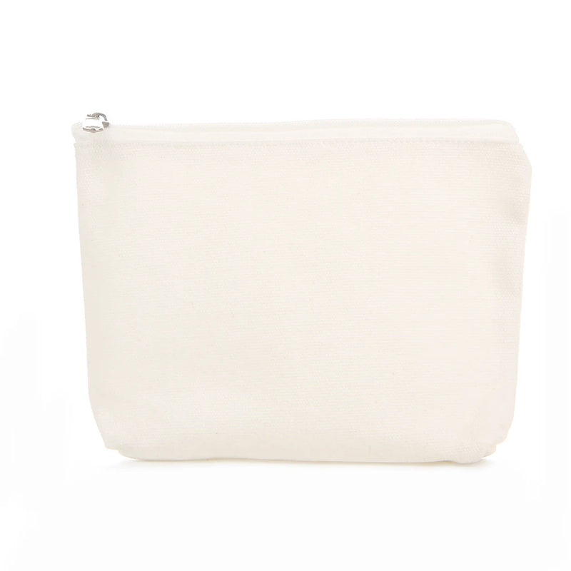 6Pcs DIY Cotton Pure Zipper Case Canvas Travel Cosmetic Bag Washable Pouch
